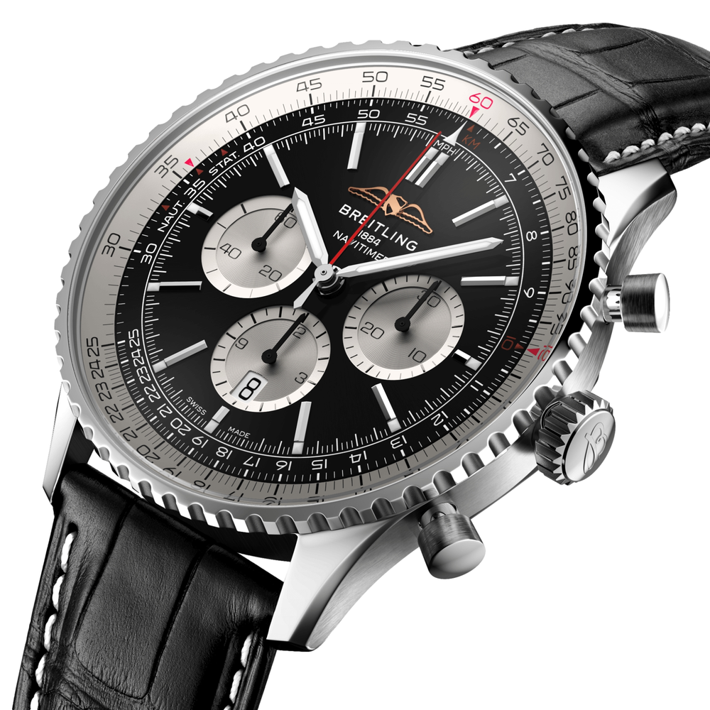 Navitimer B01 Chronograph 46mm - Black on Leather Strap