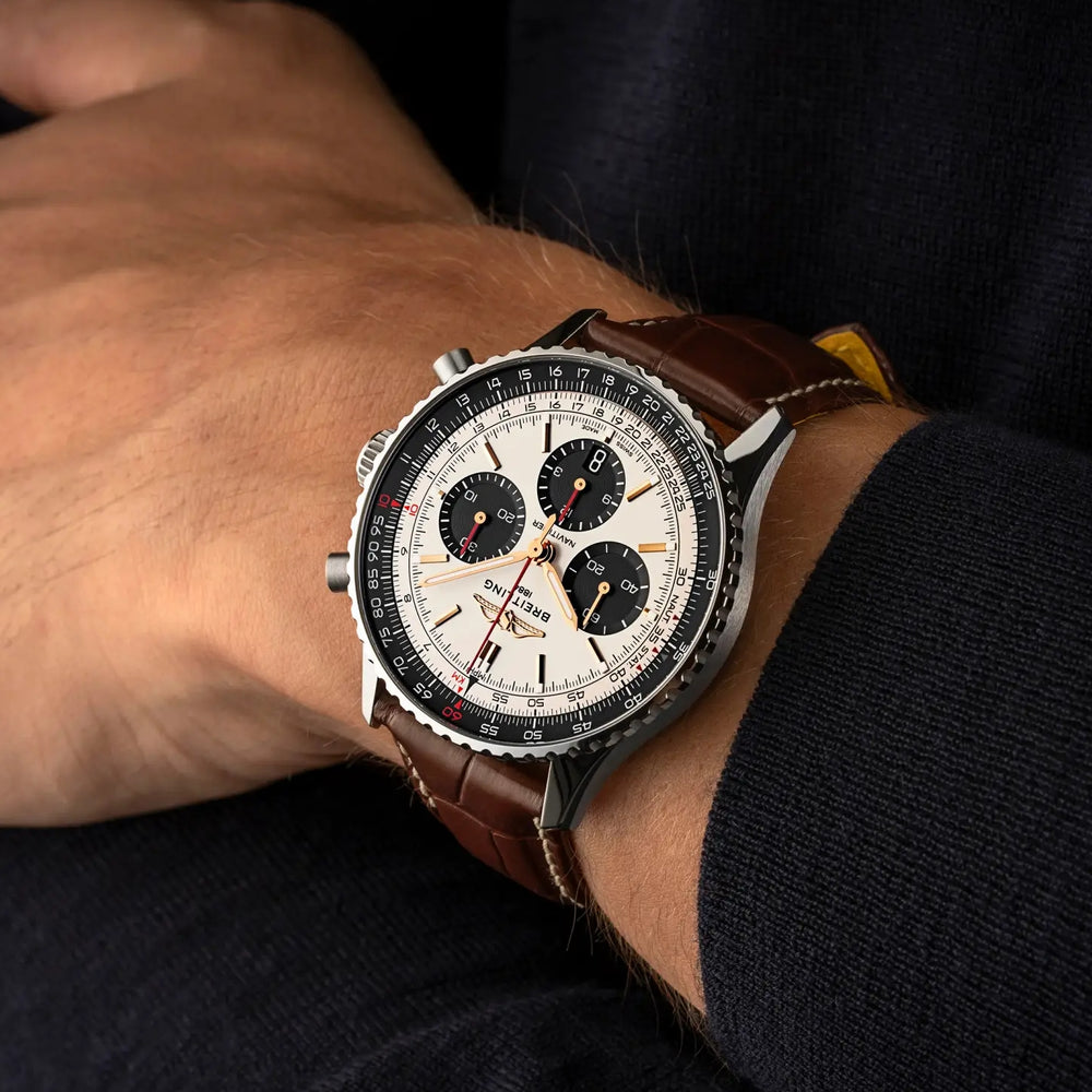 Navitimer B01 Chronograph N. America Limited Edition 43mm - Silver on Brown Leather Strap w/ Extra Strap