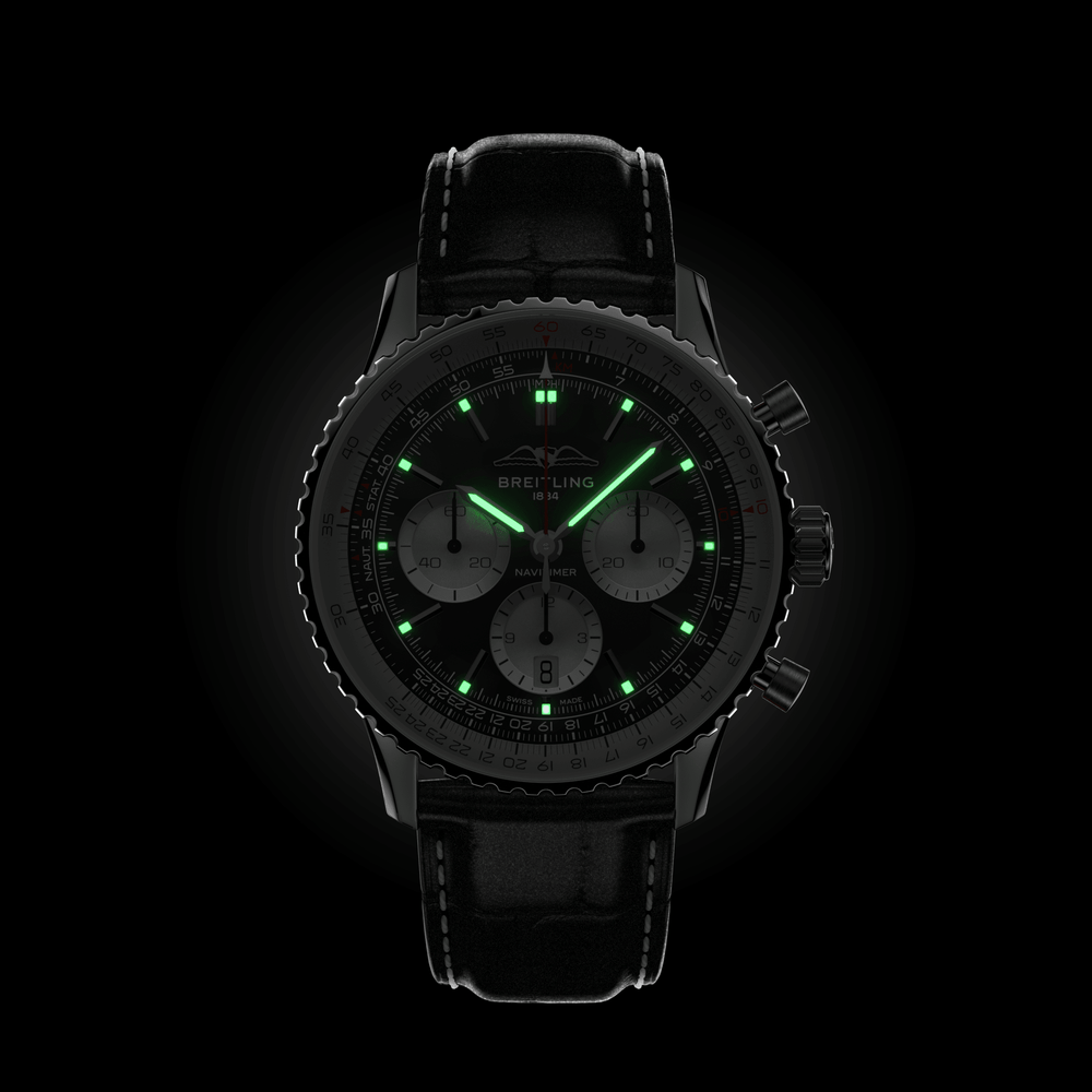 Navitimer B01 Chronograph 43mm - Black on Leather Strap