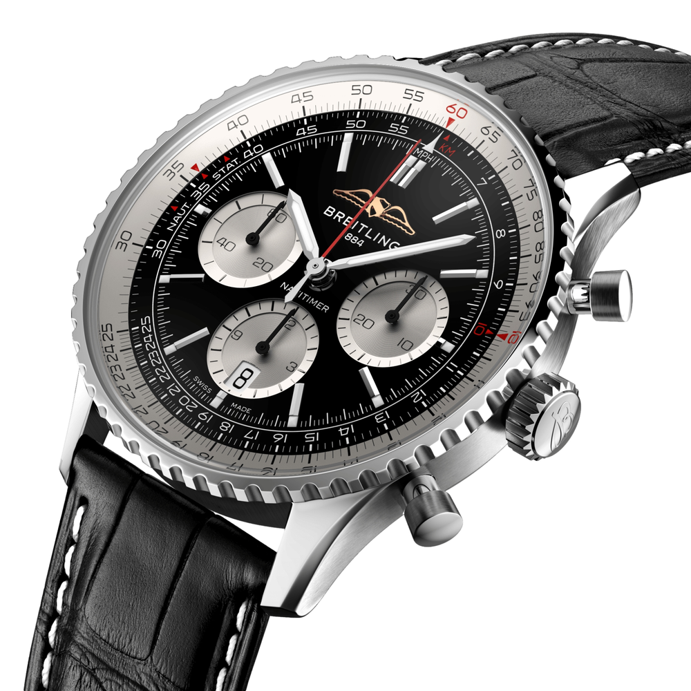 Navitimer B01 Chronograph 43mm - Black on Leather Strap