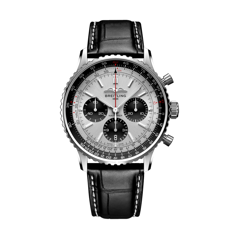 Navitimer B01 Chronograph 43mm - Silver on Leather Strap