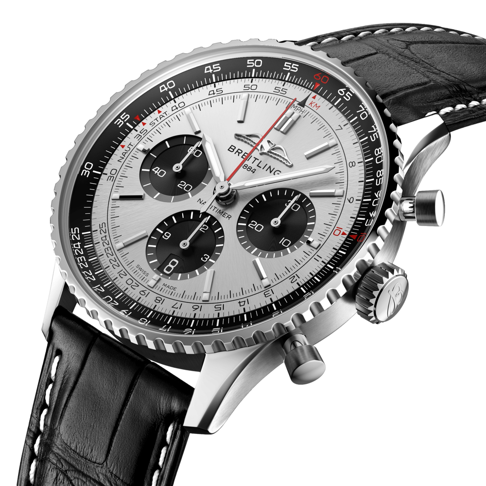 Navitimer B01 Chronograph 43mm - Silver on Leather Strap