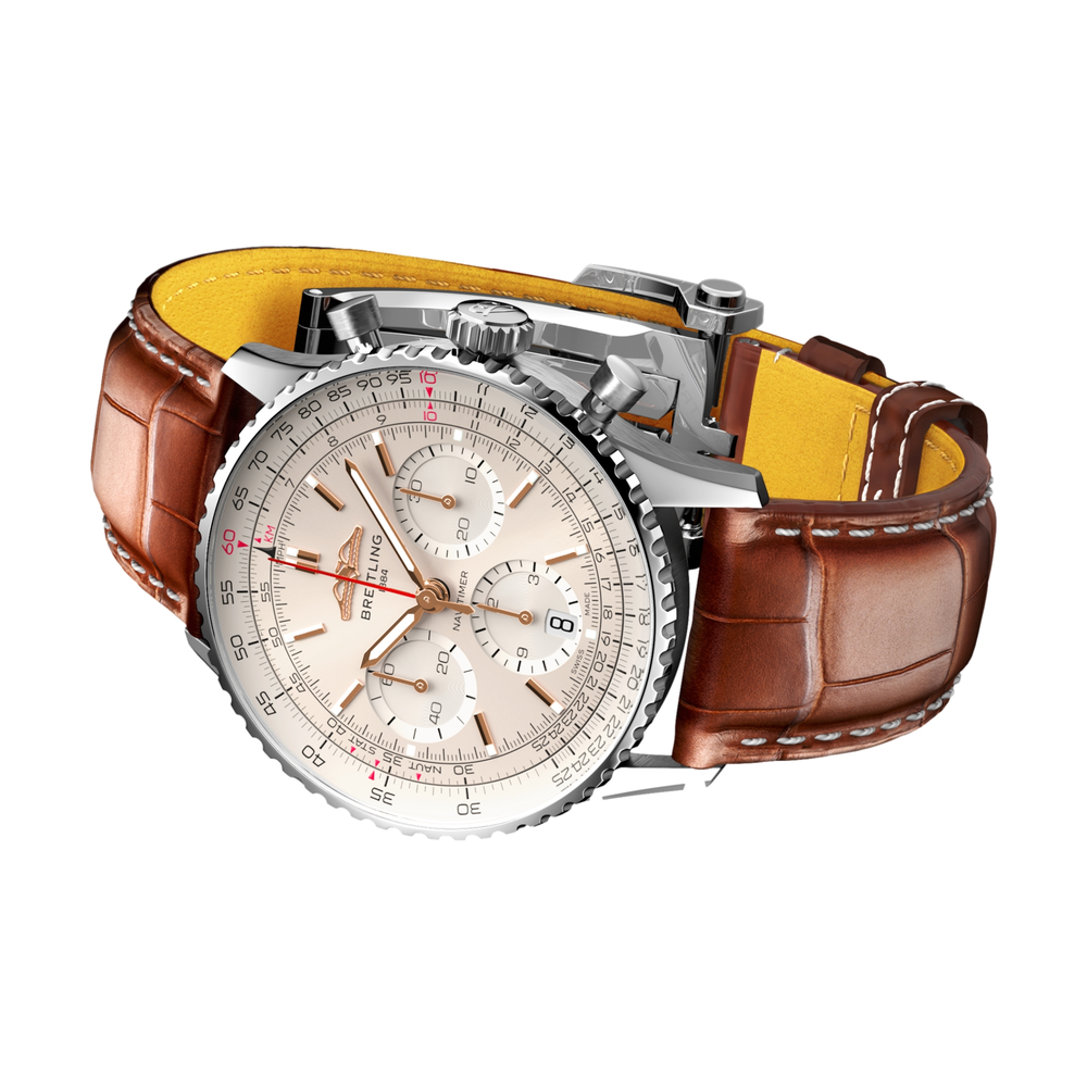 Navitimer B01 Chronograph 41mm - White on Leather Strap