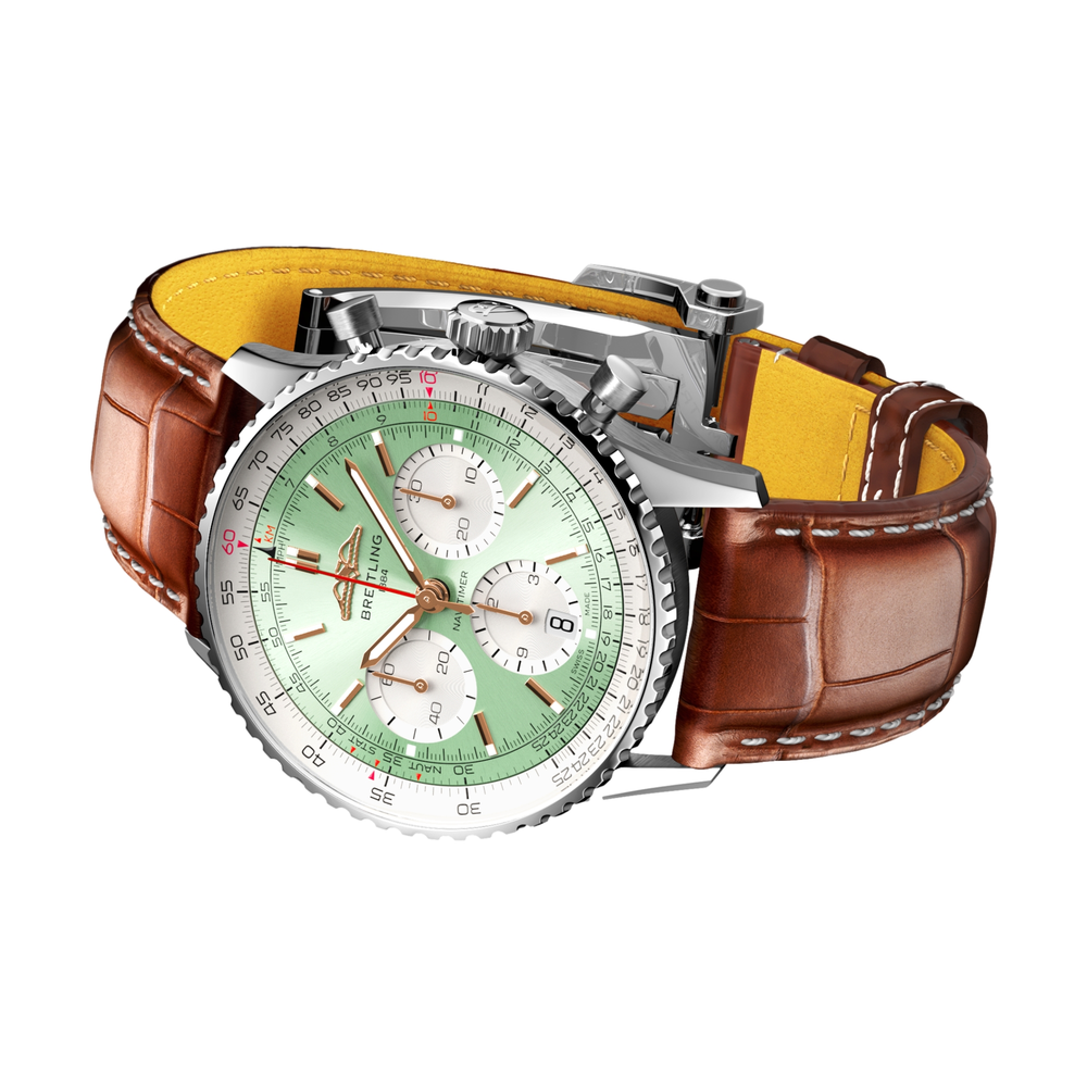 Navitimer B01 Chronograph 41mm - Mint Green on Leather Strap