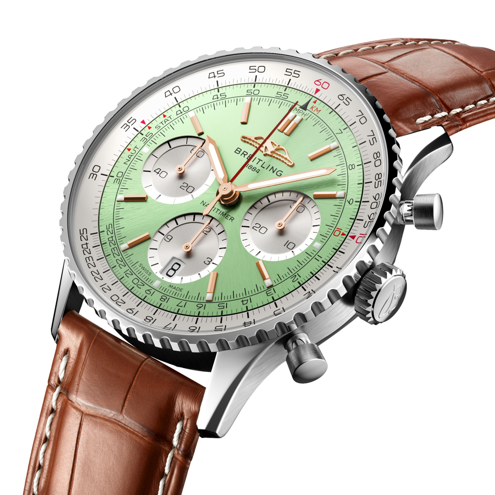 Navitimer B01 Chronograph 41mm - Mint Green on Leather Strap