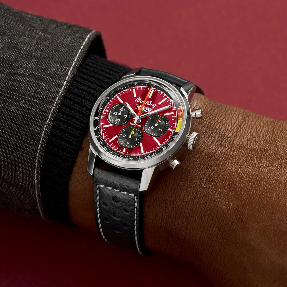 Top Time B01 Chevrolet Corvette 41mm - Red on Leather Strap