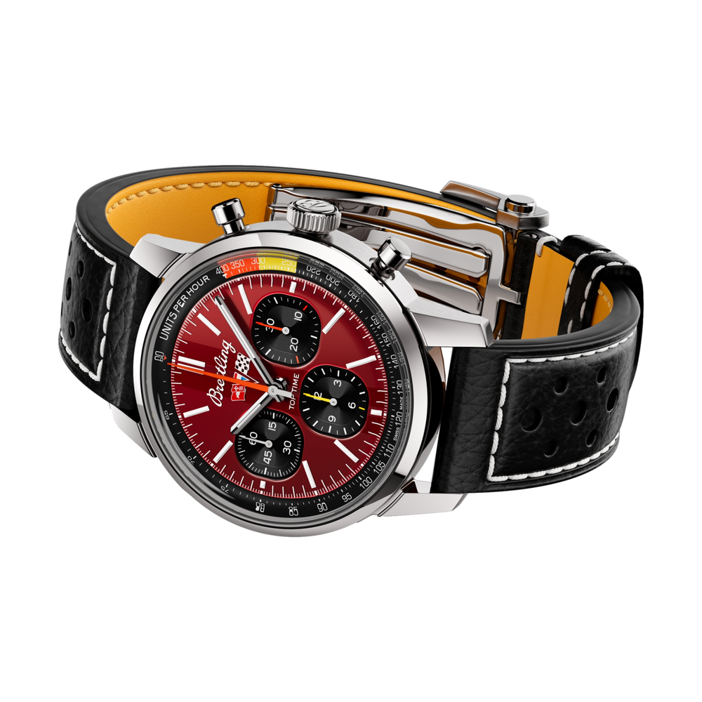 Top Time B01 Chevrolet Corvette 41mm - Red on Leather Strap