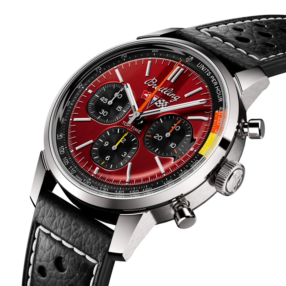 Top Time B01 Chevrolet Corvette 41mm - Red on Leather Strap