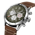 Super AVI B04 Chronograph GMT 46mm Curtiss Warhawk - Green on Leather Strap