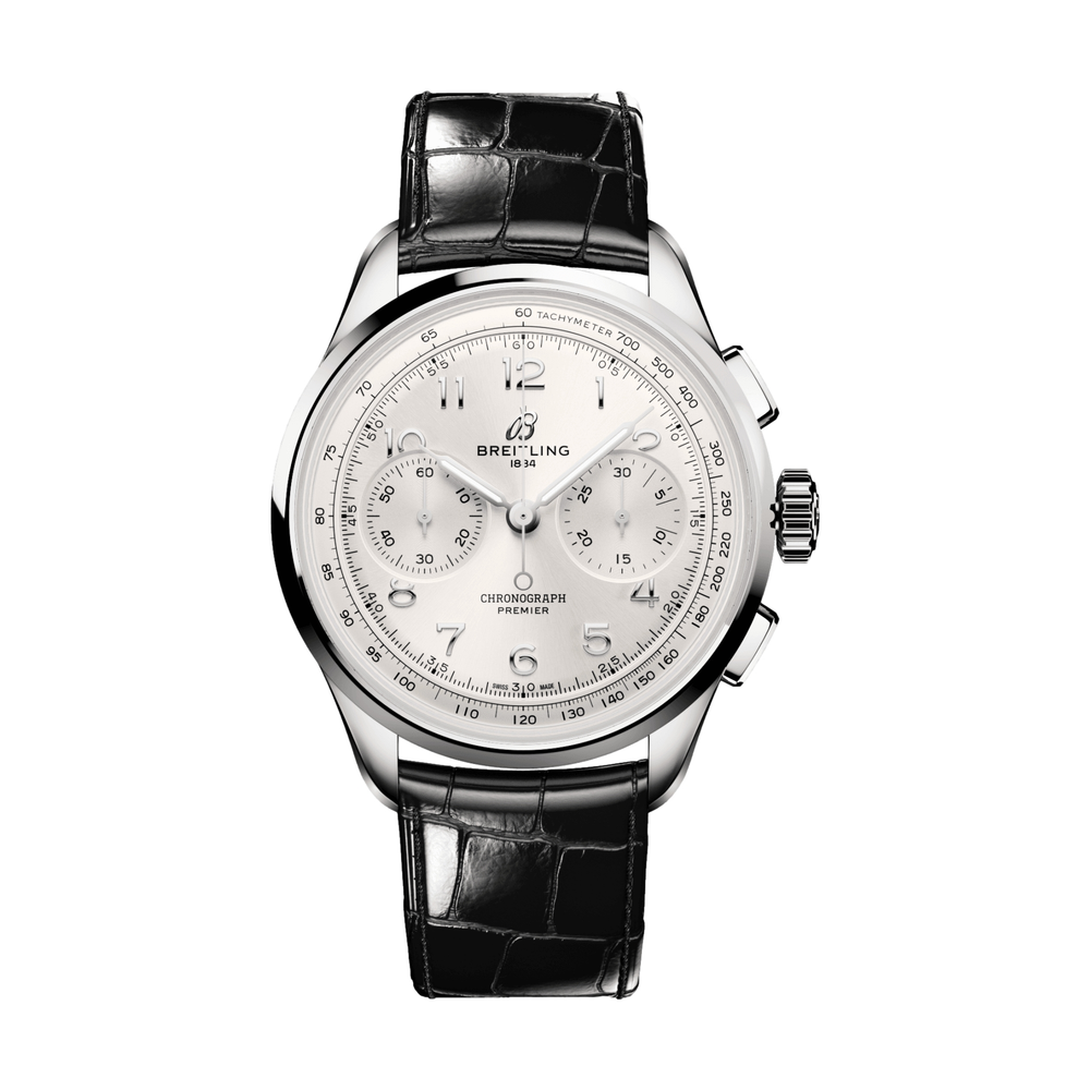 Premier B09 Chronograph 40mm - Silver on Leather Strap