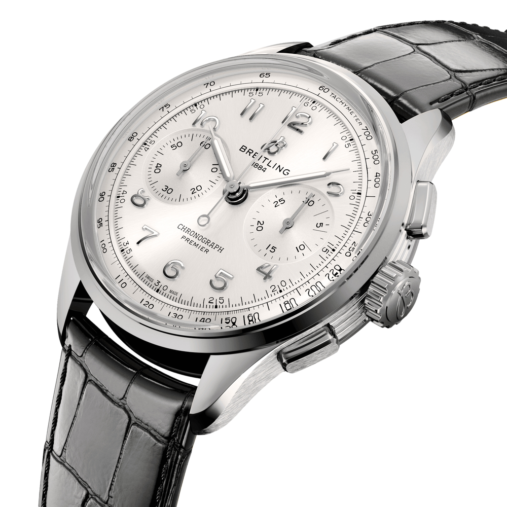 Premier B09 Chronograph 40mm - Silver on Leather Strap