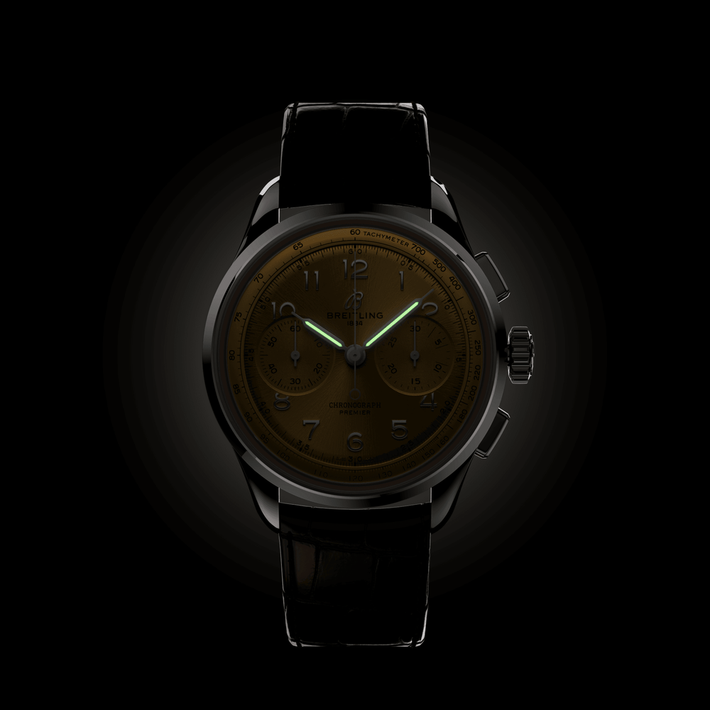 Premier B09 Chronograph 40mm - Gold on Leather Strap