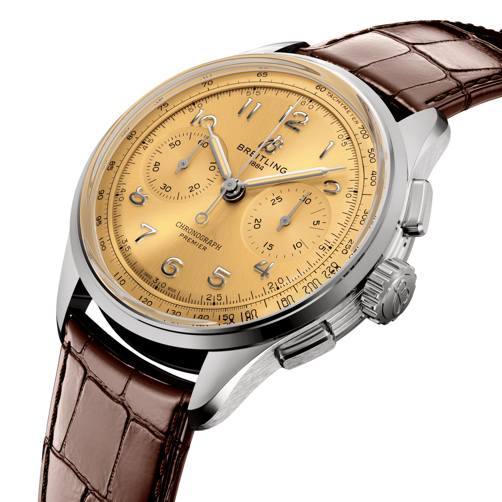 Premier B09 Chronograph 40mm - Gold on Leather Strap