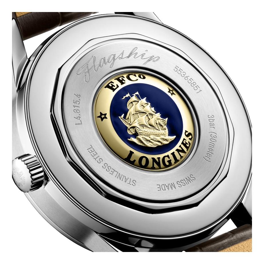 Flagship Heritage Moonphase 38.5mm - Silvered Opaline on Leather Strap