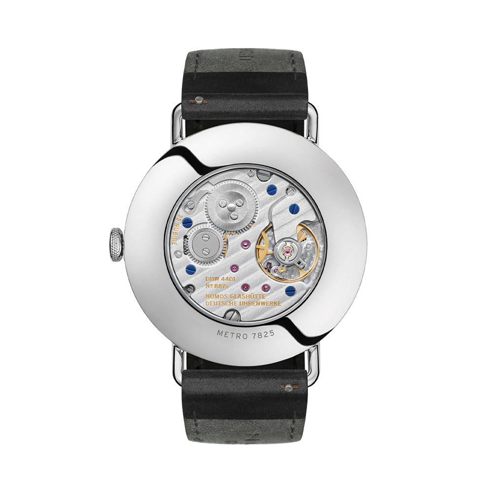 Metro 37mm - White Silver-Plated on Leather Strap
