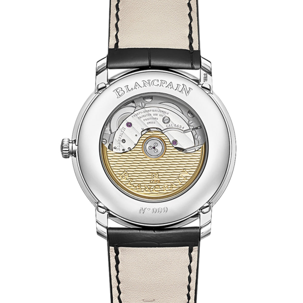 Villeret Complete Calendar Steel 40mm - White on Leather Strap