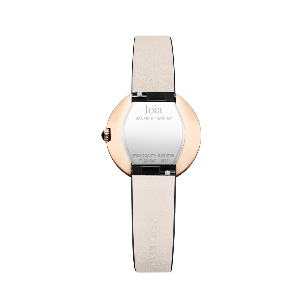 Joia de Baume & Mercier 10849 Quartz Gold-Tone PVD 28mm - Silver on Leather Strap