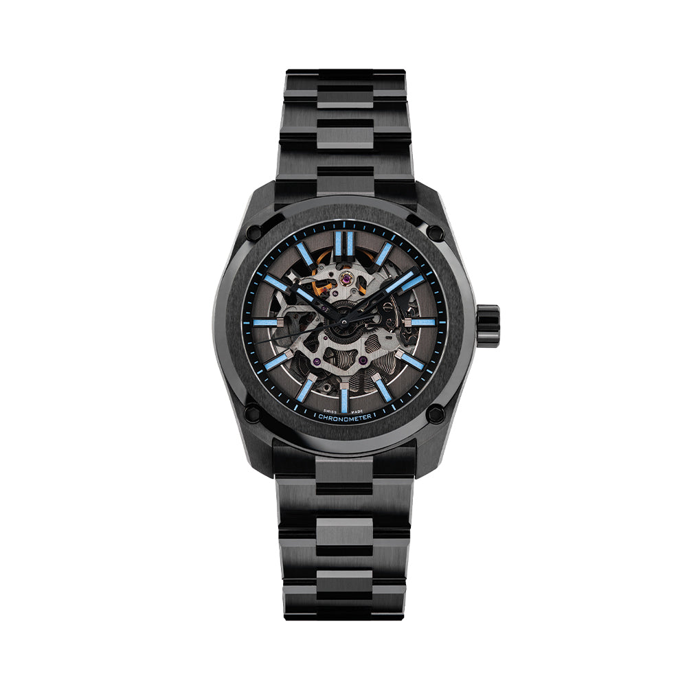 Essence Ceramica Skeleton COSC 41mm - Stradale Blue on Bracelet