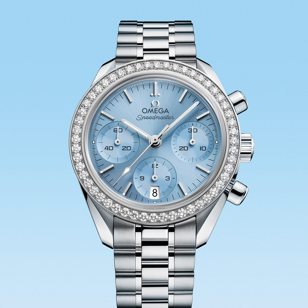 Speedmaster Chronograph 38mm - Ice Blue, Diamond-Set Bezel on Bracelet