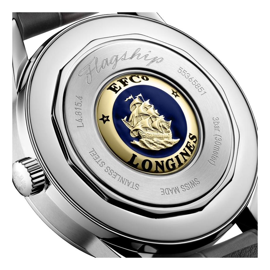 Flagship Heritage Moonphase 38.5mm - Sunray Silver on Leather Strap