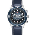 Captain Cook Automatic Chronograph 43mm - Blue on Bracelet w/ Extra Leather and Fabric Straps