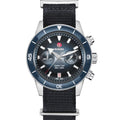 Captain Cook Automatic Chronograph 43mm - Blue on Bracelet w/ Extra Leather and Fabric Straps