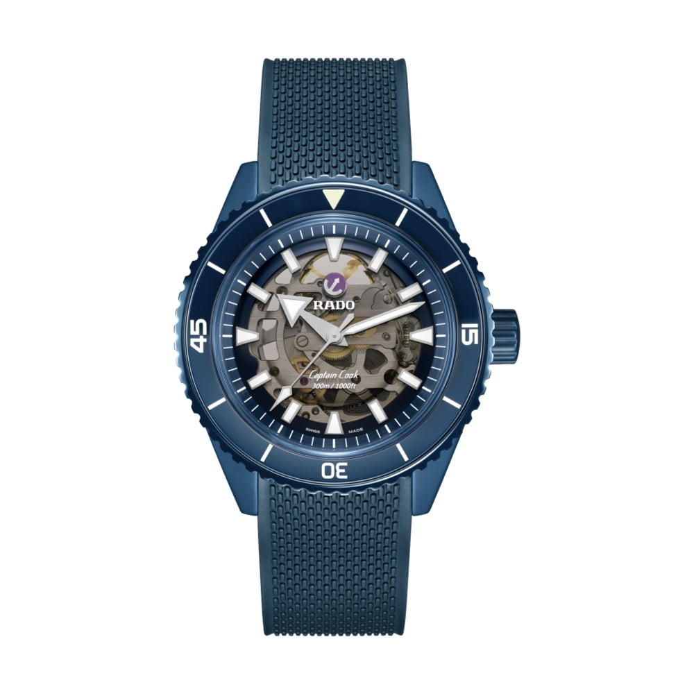 Captain Cook Automatic High Tech Ceramic 43mm - Blue Skeleton on Rubber Strap