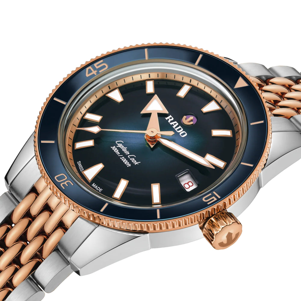 Captain Cook Automatic Bi-Color Rose Gold and Steel 39mm - Blue on Bracelet