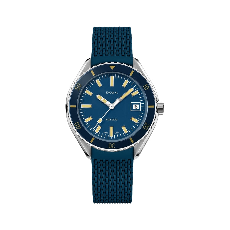 SUB 200 Caribbean Sapphire Inlay Bezel 42mm - Blue on Rubber Strap
