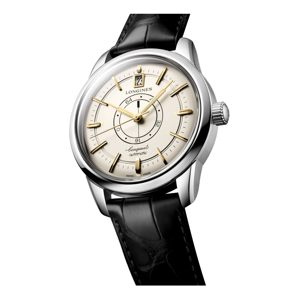 Conquest Heritage Central Power Reserve 38 mm - Champagne on Leather Strap