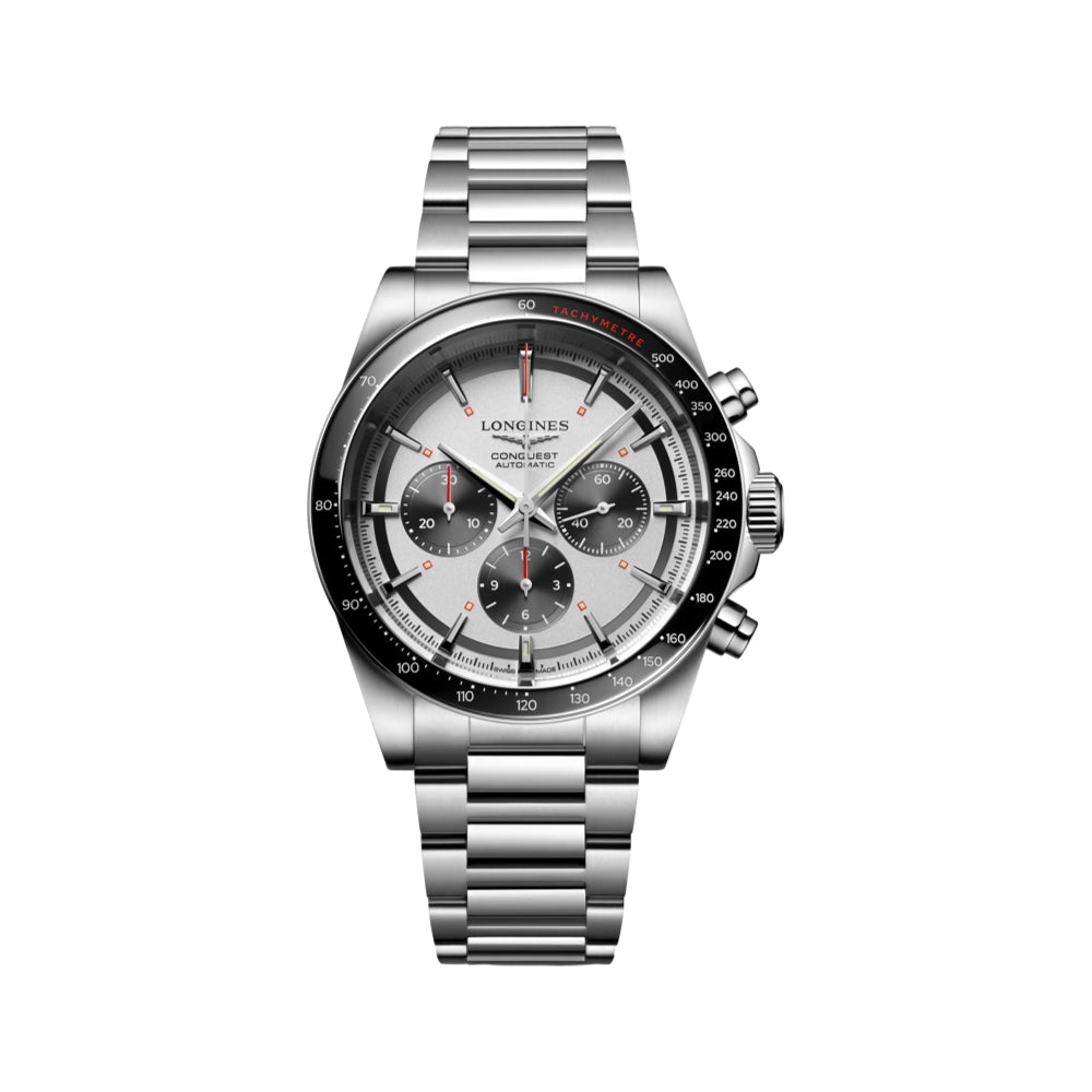 Conquest Automatic Chronograph 42mm - Silver on Bracelet