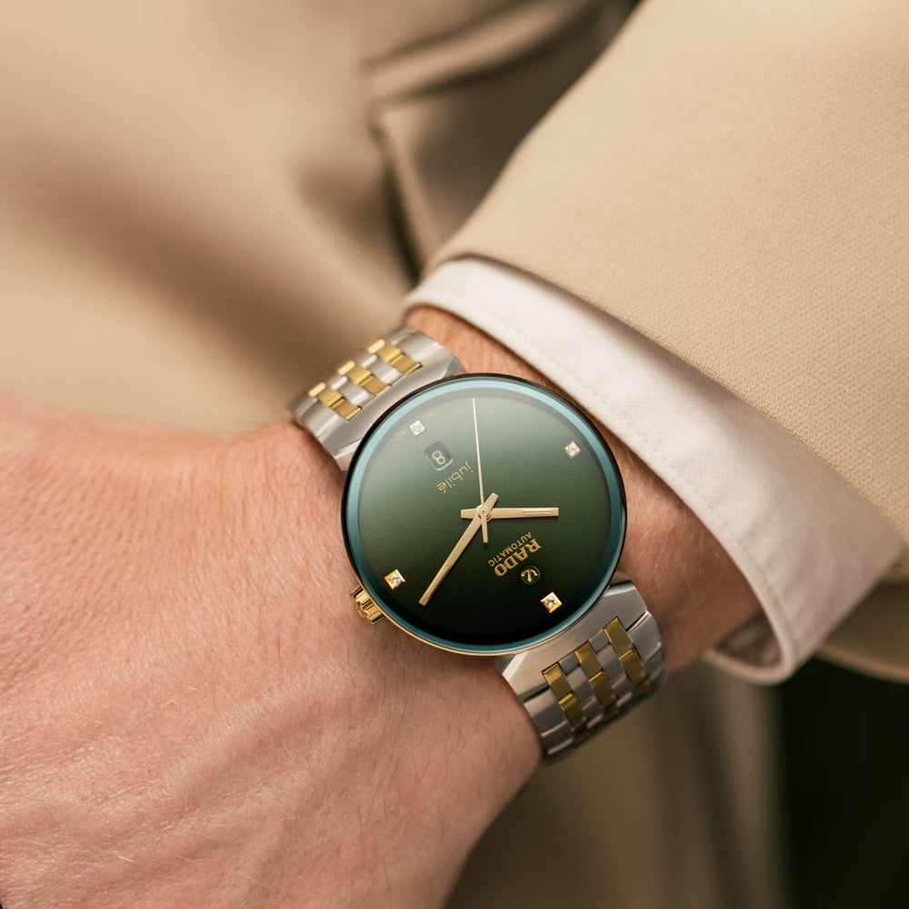 Florence Automatic Bi-Color Yellow Gold and Steel 39mm - Green on Bracelet