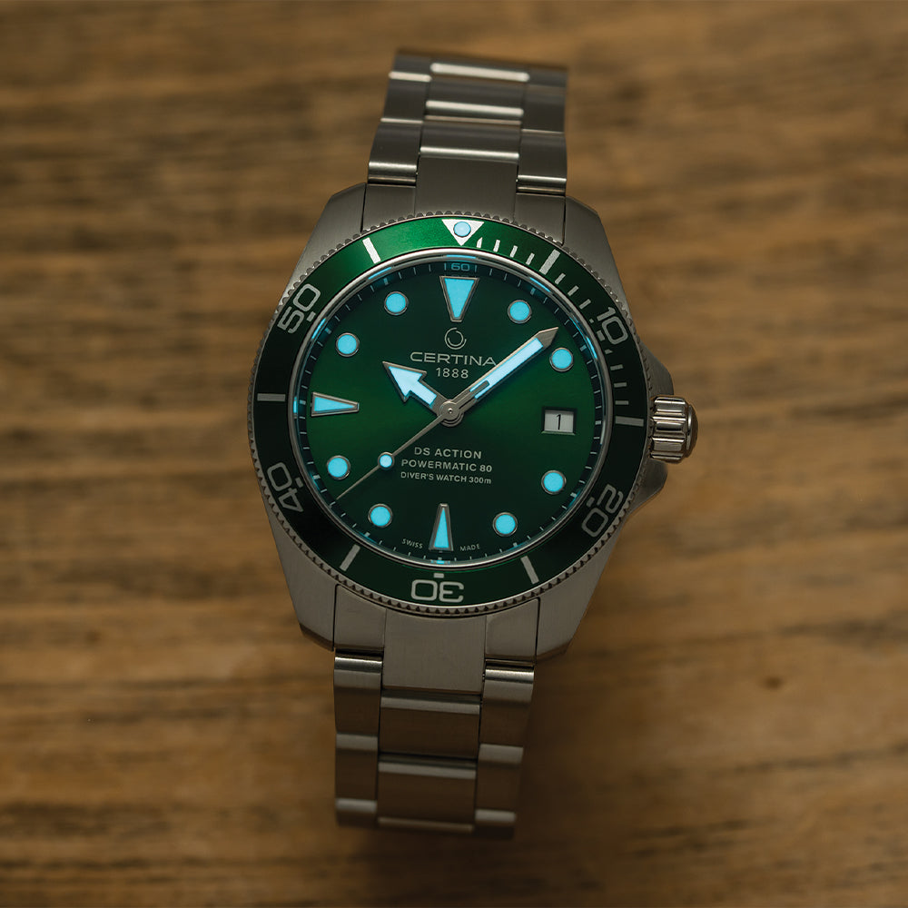 DS Action Diver Powermatic 80 38mm - Green on Bracelet