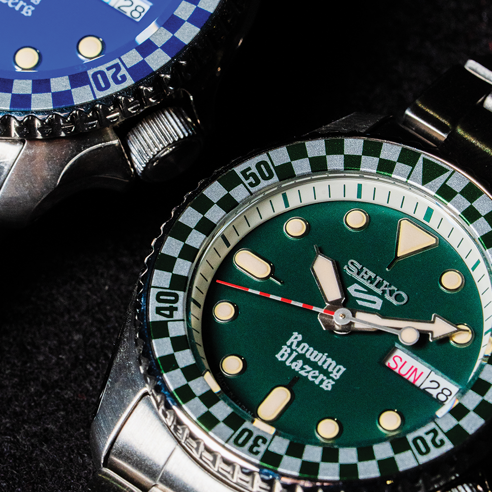 SRPM21 5 Sports Rowing Blazers x Wind Vintage Limited Edition 38mm - Green on Bracelet w/ Additional Fabric Strap