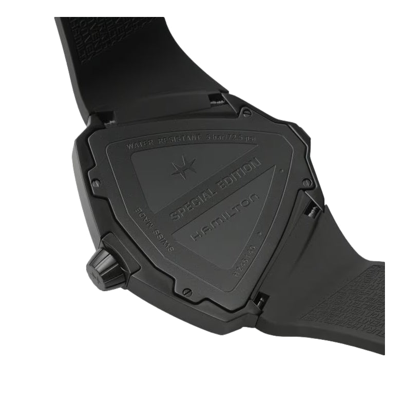Ventura XXL Bright Dune Limited Edition Quartz Black PVD 52mm x 48mm - Black on Rubber Strap