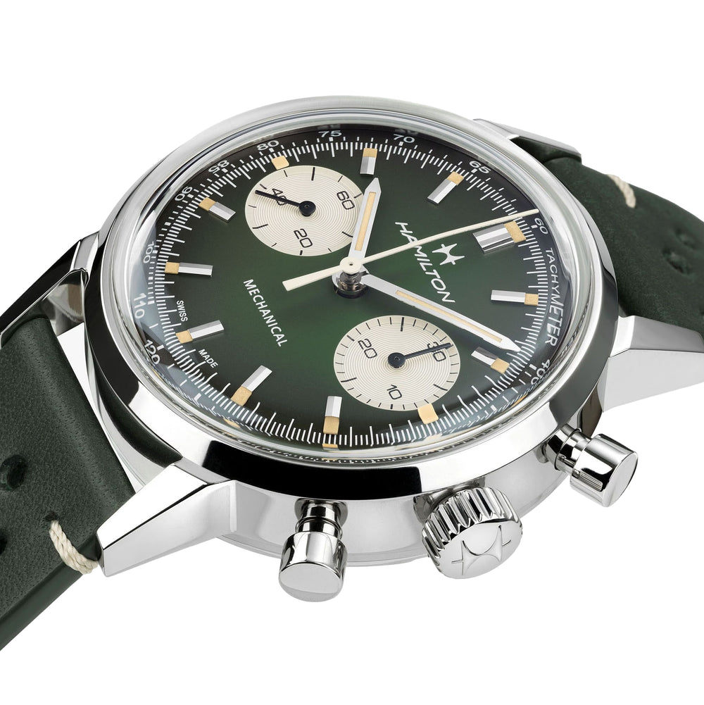 American Classic Intra-Matic Chronograph H 40mm - Green on Leather Strap w/ Extra Bracelet