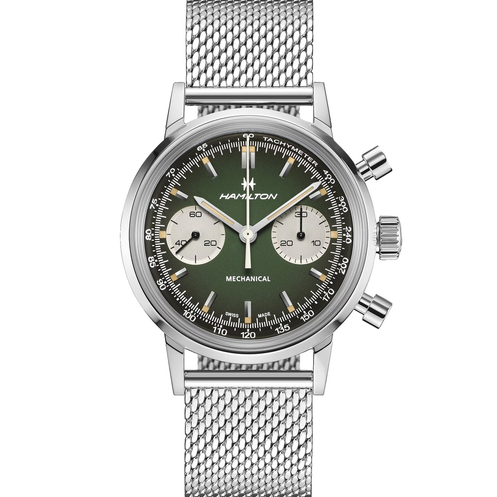 American Classic Intra-Matic Chronograph H 40mm - Green on Leather Strap w/ Extra Bracelet