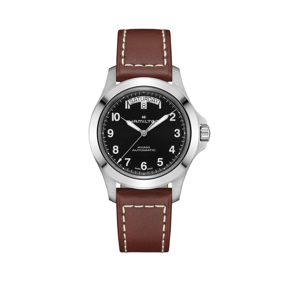 Khaki Field Auto 40mm - Black on Brown Leather Strap