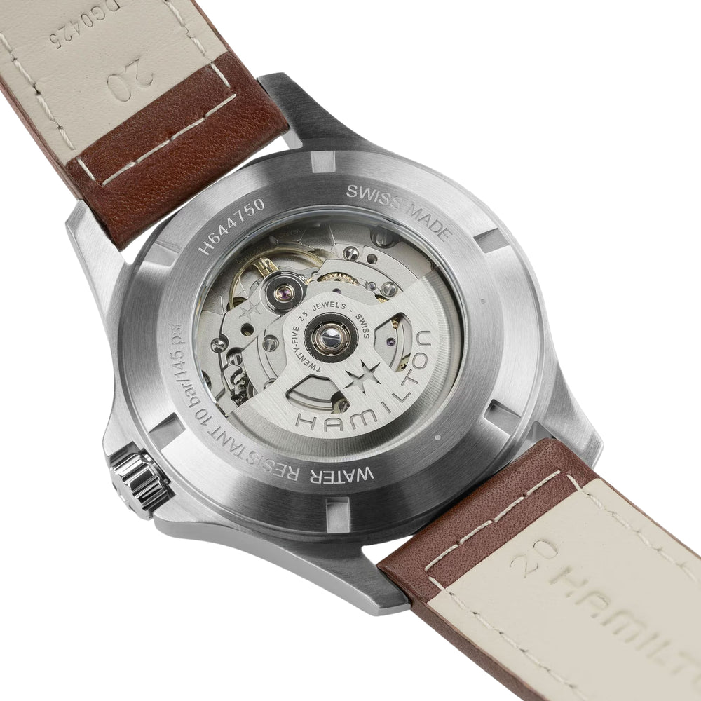 Khaki Field Auto 40mm - Black on Brown Leather Strap