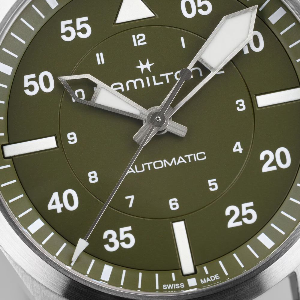 Khaki Aviation Pilot Auto 39mm - Green on Strap