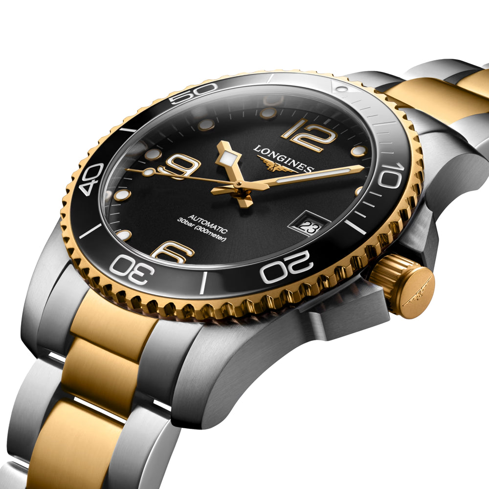 HydroConquest Ceramic Bezel Two-Tone 41mm - Black on Bracelet