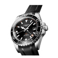 HydroConquest GMT - 41mm Black on Rubber Strap