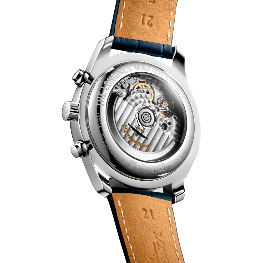 Master Collection Chronograph Moonphase 42mm - Silver on Leather Strap