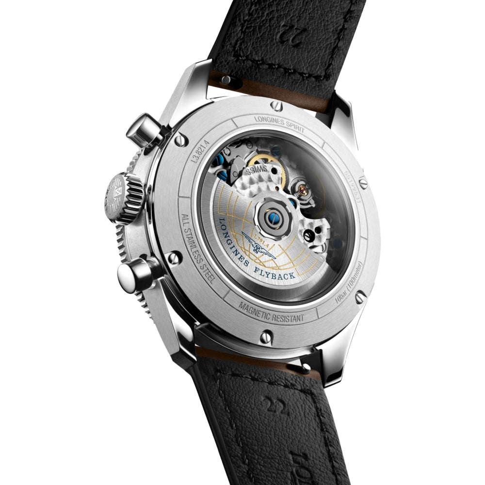 Spirit Flyback 42mm - Black on Leather Strap