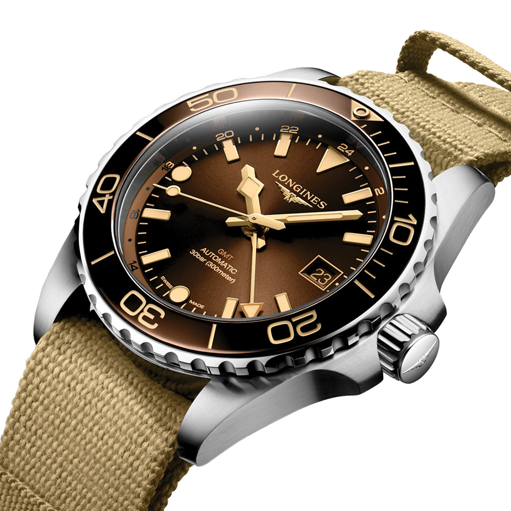 HydroConquest GMT 41mm - Brown on Fabric One Piece Strap