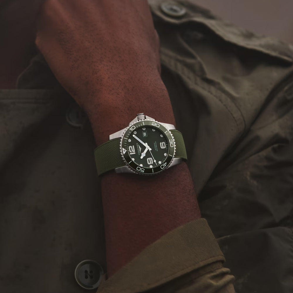 HydroConquest 41mm - Green on Rubber Strap