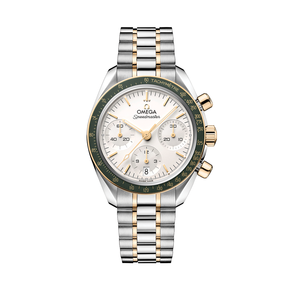 Speedmaster Chronograph Two-Tone 18K Moonshine™ Gold and Steel 38mm - Opaline Silvery on Bracelet
