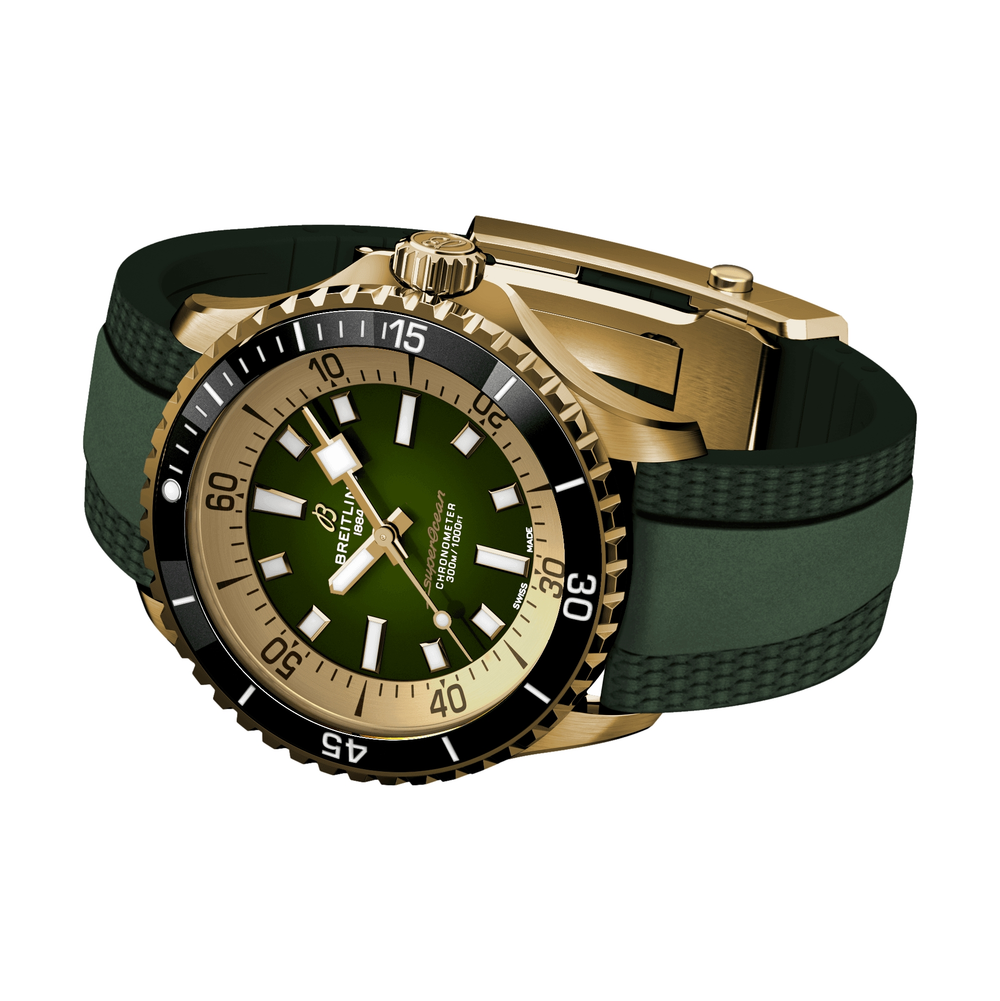 Superocean Automatic Bronze 42mm - Green on Rubber Strap