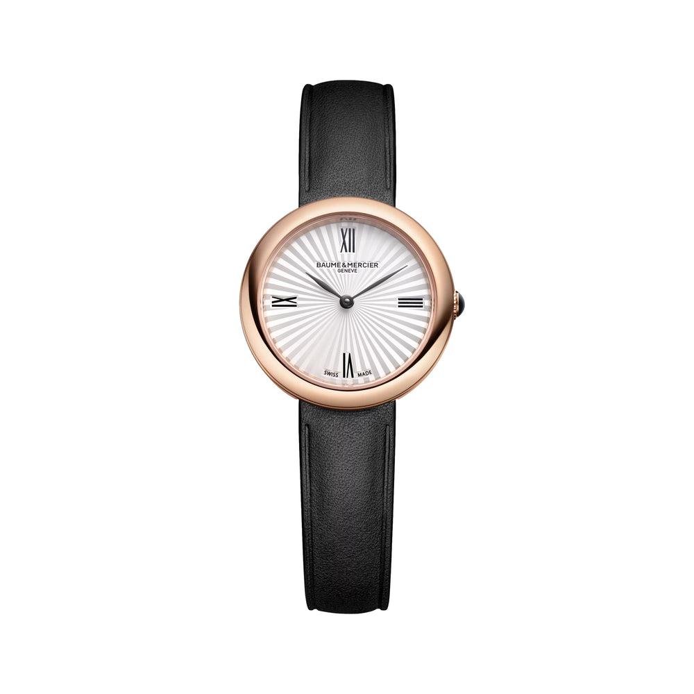 Joia de Baume & Mercier 10849 Quartz Gold-Tone PVD 28mm - Silver on Leather Strap