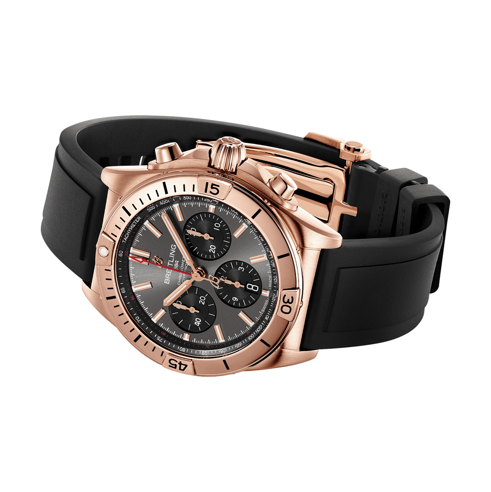 Chronomat B01 18k Red Gold 42mm - Anthracite on Rubber Strap